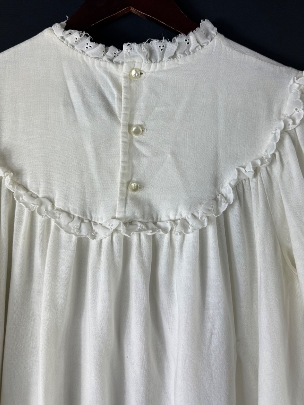 Vtg Lanz of Salzburg Long Nightgown Sz Small White Ruffle Lace Cottage Prairie - Picture 4 of 11